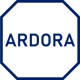 blue octagon with text in middle "ardora"